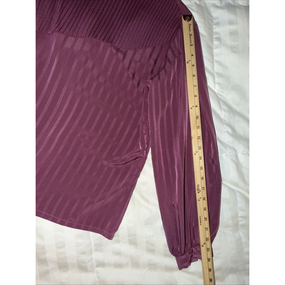 Vintage Bethany Blouse Womens 11/12 Purple Retro 70s Dainty Secretary to Disco - Picture 11 of 12